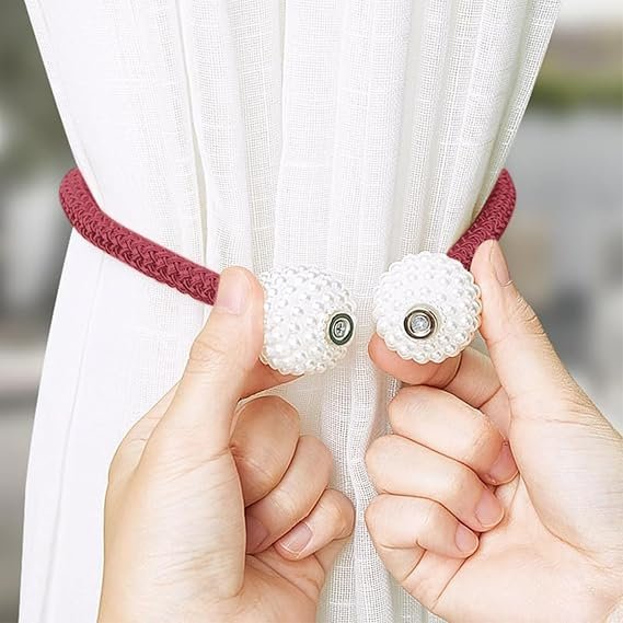 Maroon । Magnetic Curtain Tieback with Big Pearl Ball (1 Pair) । CN-28