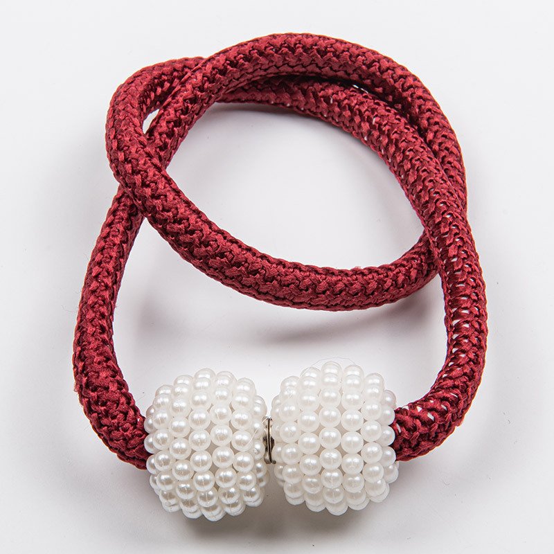 Maroon । Magnetic Curtain Tieback with Big Pearl Ball (1 Pair) । CN-28