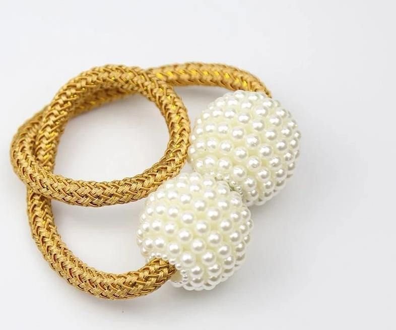 Golden । Magnetic Curtain Tieback with Big Pearl Ball (1 Pair) । CN-28