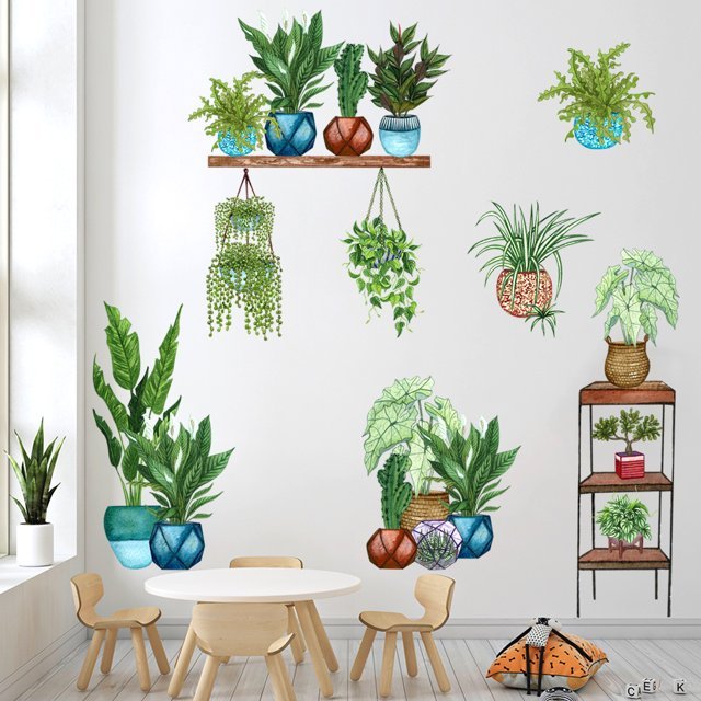 3D Tropical Vine Plant Potted Wall Sticker । CN-07
