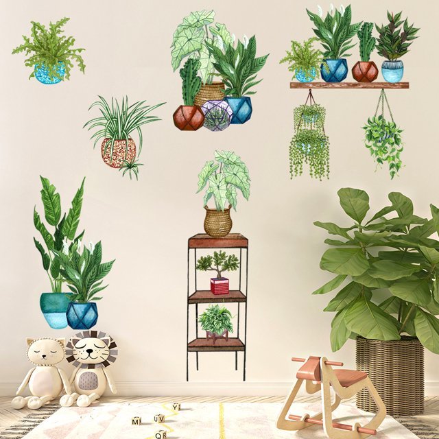 3D Tropical Vine Plant Potted Wall Sticker । CN-07