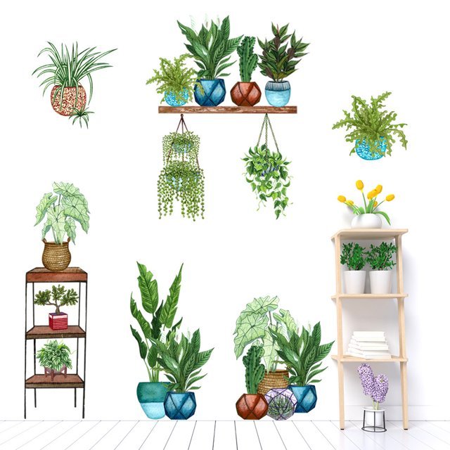 3D Tropical Vine Plant Potted Wall Sticker । CN-07