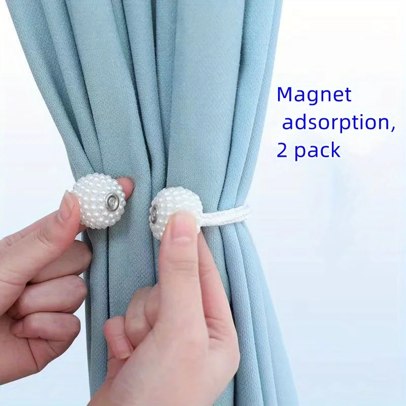White । Magnetic Curtain Tieback with Big Pearl Ball (1 Pair) । CN-28