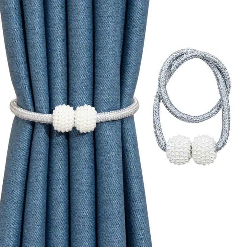 Silver । Magnetic Curtain Tieback with Big Pearl Ball (1 Pair) । CN-28
