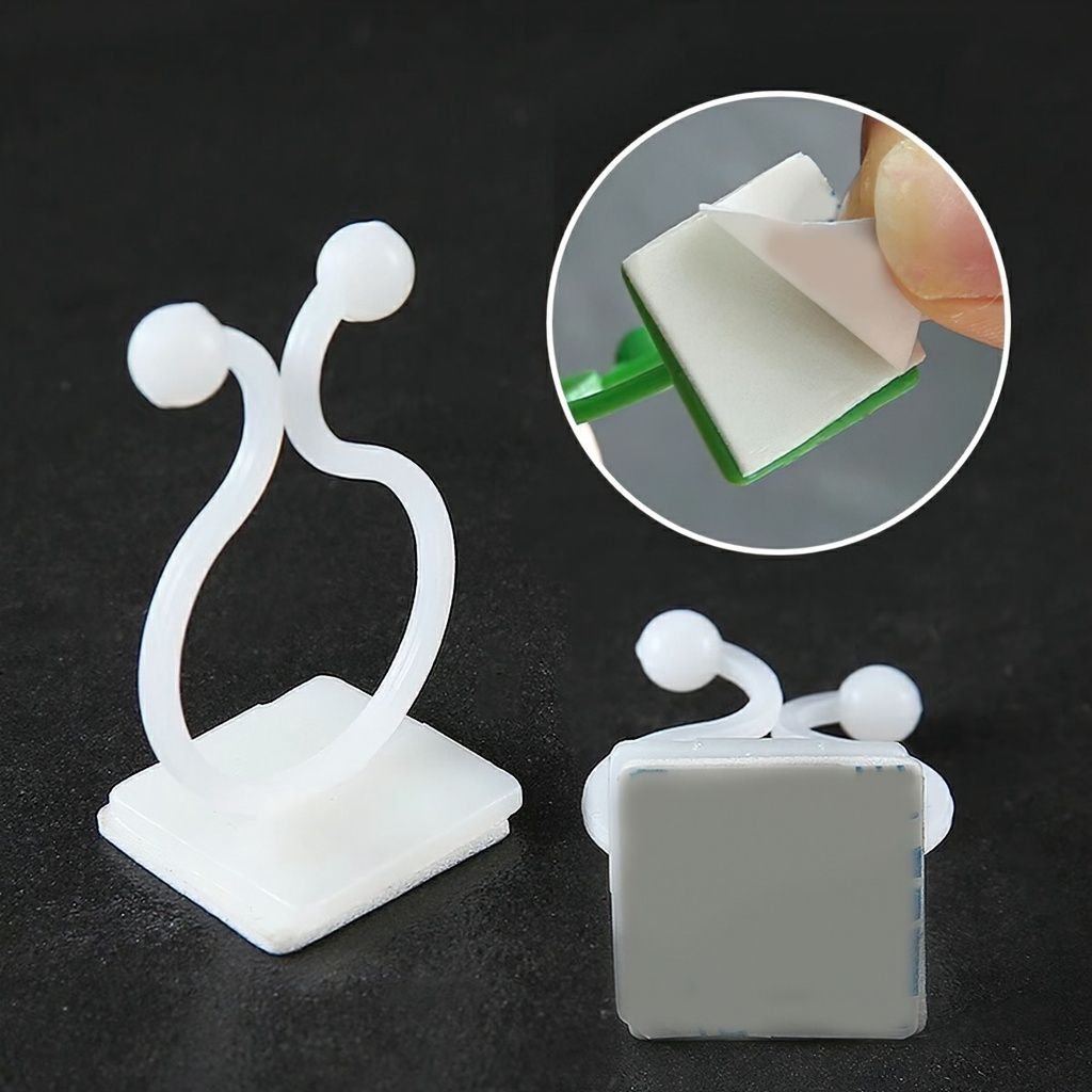 100 PCs । Self-Adhesive  Plant Climbing Fixture Clip (White) । CN-35